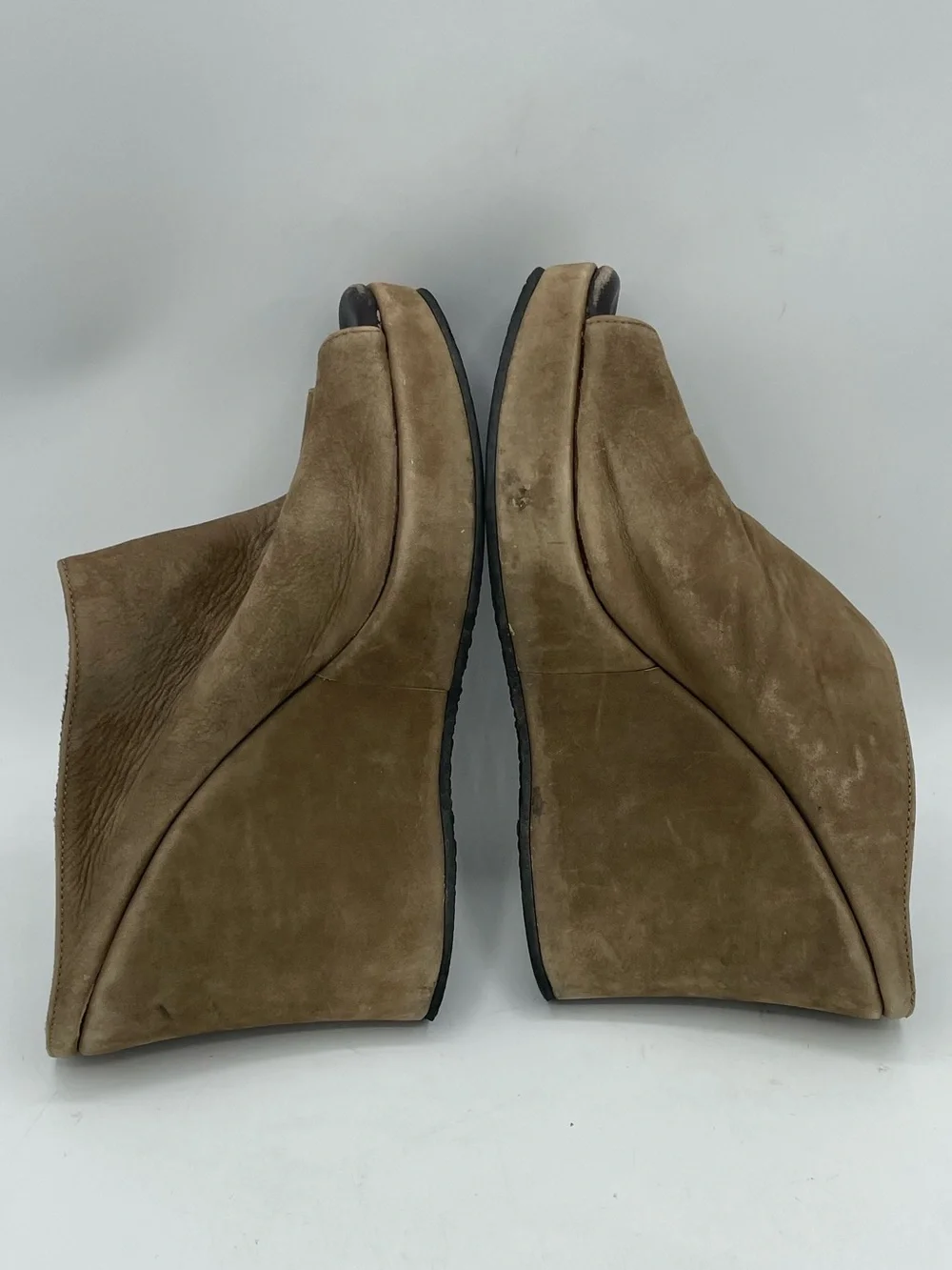 Cordani Tan Suede Open-Toe Wedge Mules